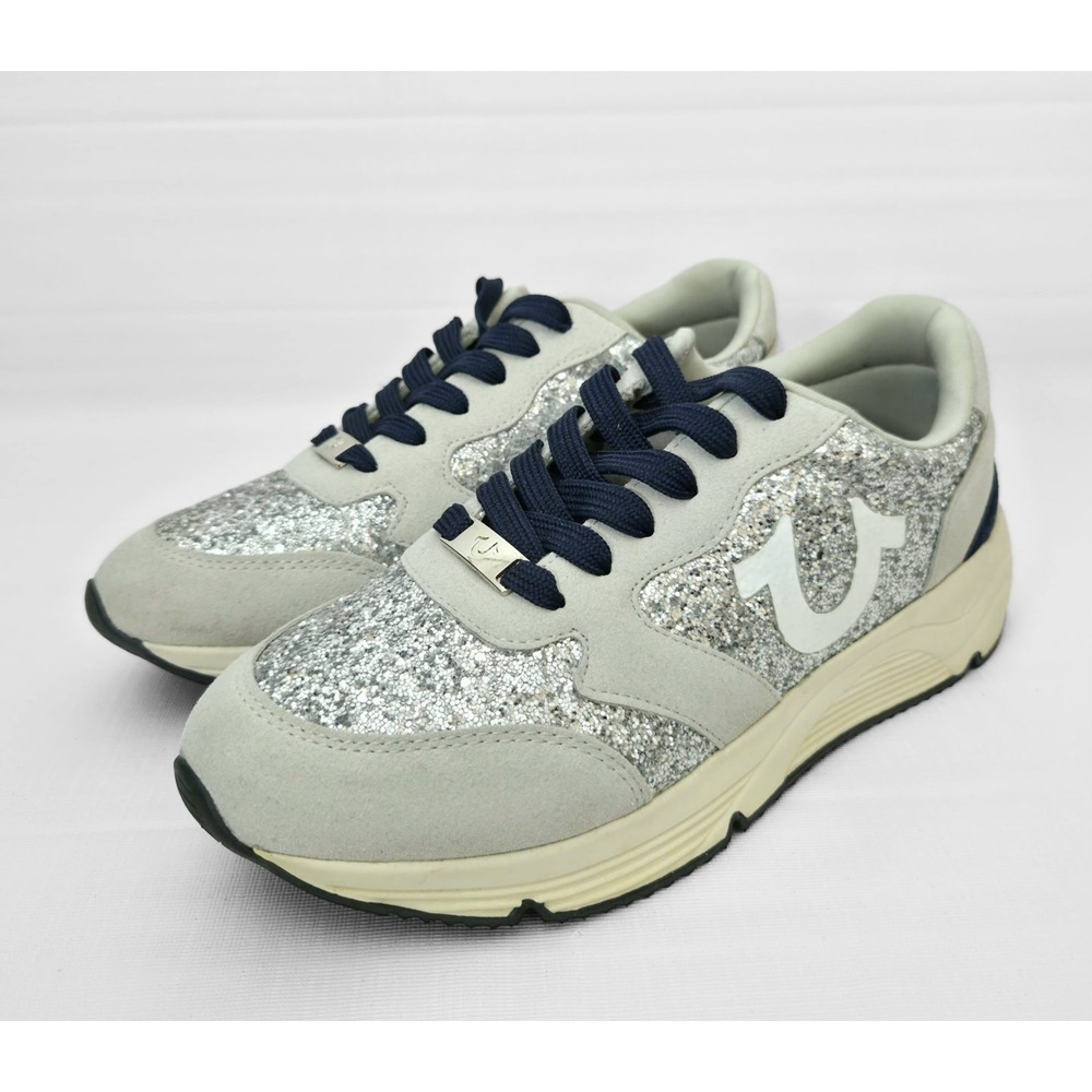 True Religion Esther Silver Glitter Sneakers Womens Size 8.5 Mint Condition